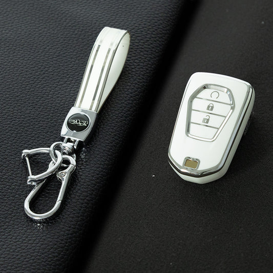 LSB1T1 White-Silver Plating TPU Car Key Case for ISUZU MU-X D-MAX JIM