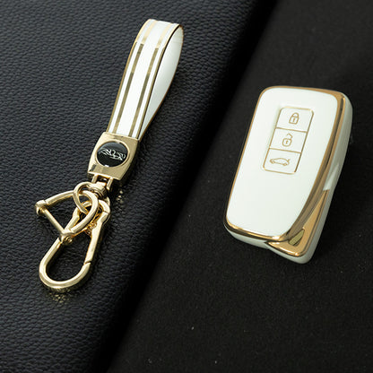 LEA1T1 White-Gold Plating Silver Edge Lightweight Protective Case Premium Soft TPU for Lexus ES200 ES350 LC500 LS500 UX200 ES300h GX460 RX350h NX450