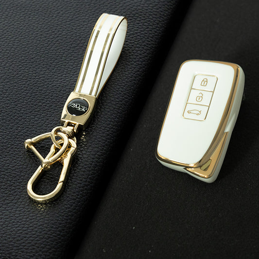 LEA1T1 White-Gold Plating Silver Edge Lightweight Protective Case Premium Soft TPU for Lexus ES200 ES350 LC500 LS500 UX200 ES300h GX460 RX350h NX450