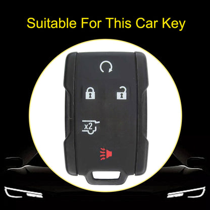 CEC2T1 Black-Silver Plating TPU Car Key Case Cover for Chevrolet Colorad Silverado GMC Sierra 1500