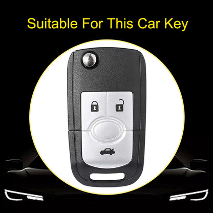 BUD1T1 White-Silver Plating TPU Premium Soft Car Key Case Cover Shell for Buick Old LaCrosse 06 07 08 Year Fold Protection Key Rings Keychain Bag Accessory