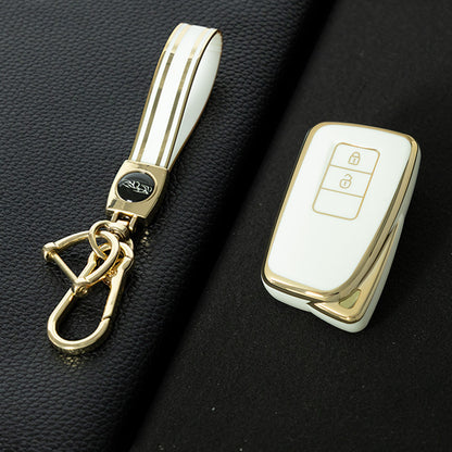 LEA2T1 White-Gold Plating TPU Car Key Case Cover for LEXUS ES200 RX200T IS CT GS NX200 RX300 LX