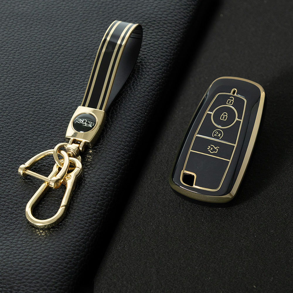 FOB3T1 Black-Gold Plating Suitable for Mondeo Keycases, Ruiji Car Keychains, High-end Taurus Ruijie Fox Car Key Remote Control keychain
