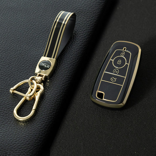 FOB3T1 Black-Gold Plating Suitable for Mondeo Keycases, Ruiji Car Keychains, High-end Taurus Ruijie Fox Car Key Remote Control keychain