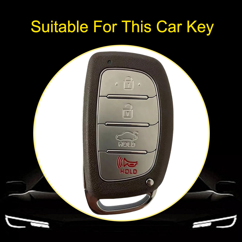 HYD3T1 White-Silver Plating 4 Buttons Key Case TPU Car Key Cover Shell Fob for Hyundai Tucson Santa Fe Rena Sonata Elantra Creta Ix35 Ix45 I10 I30 I40