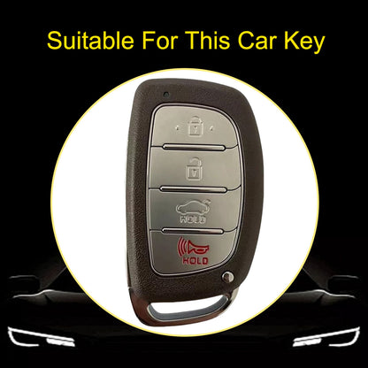 HYD3T1 White-Silver Plating 4 Buttons Key Case TPU Car Key Cover Shell Fob for Hyundai Tucson Santa Fe Rena Sonata Elantra Creta Ix35 Ix45 I10 I30 I40