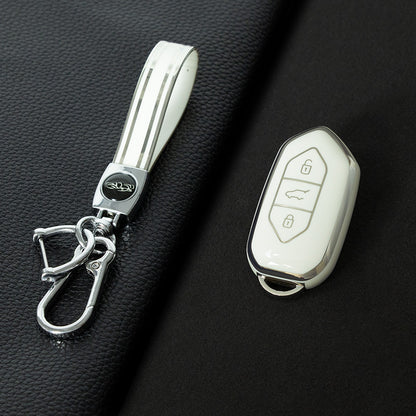 TGA1T1 White-Silver Plating Car Key Cover Fashion TPU Car Remote Key Case Cover Shell Fob for Togg Protector Keyless Keychain Accessories