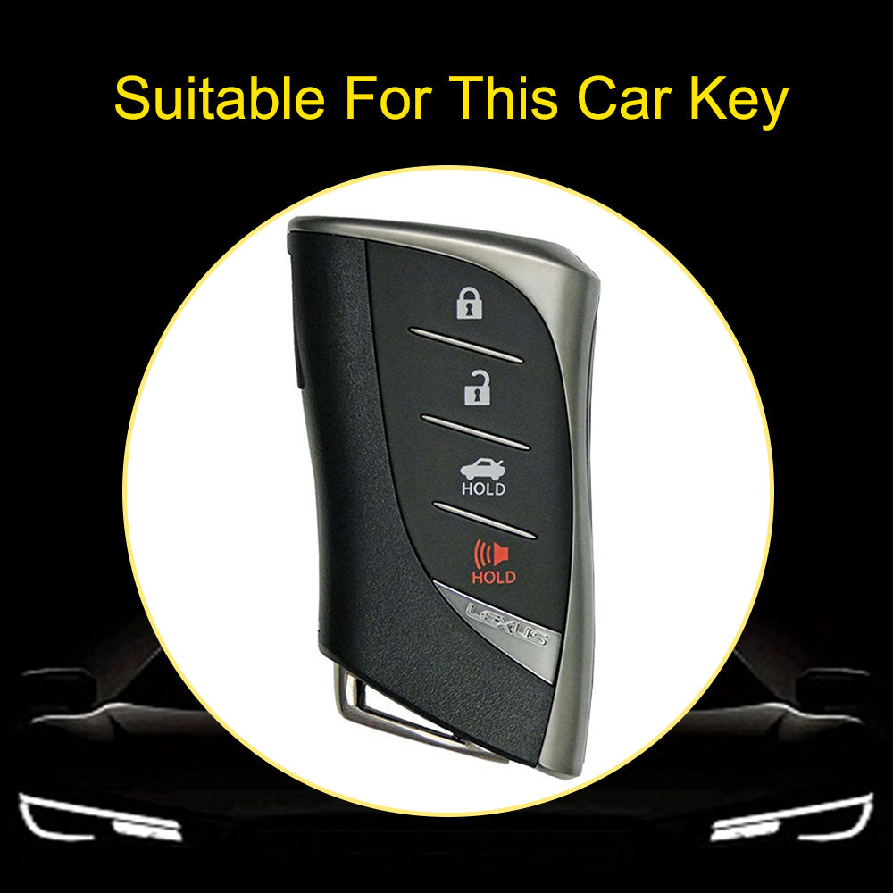 LEB2T1 Black-Silver Plating TPU Car Key Cover for Lexus 2018-2024 ES200 ES350 LC500 LS500 UX200 ES300h GX460 RX350h NX450