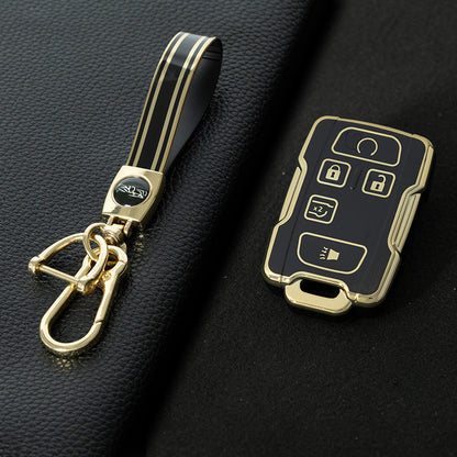 CEC2T1 Black-Gold Plating TPU Car Key Case Cover for Chevrolet Colorad Silverado GMC Sierra 1500