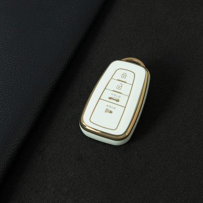 TOB4T1 White-Gold Plating Car Key Cover For Toyota Prius Camry Corolla C-HR CHR RAV4 Prado Izoa Levin Avalon 2018 2019 2020 Car Key Case Shell Cover Protector