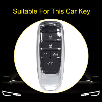 TRB1T1 White-Silver Plating Car Key Cover Key Case Cover for Gac New Energy Trumpchi Aion S V Y LX Car Accessories Car-Styling Holder Shell Keychain Protection