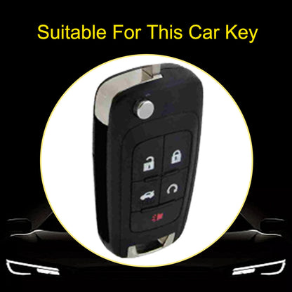 BUE5T1 Black-Gold Plating Car Flip Key Fob Case Key Cover for Chevrolet Equinox Volt Cruze Impala Camaro Garna Yakista AVEO Impala GMC Terrain Keychain