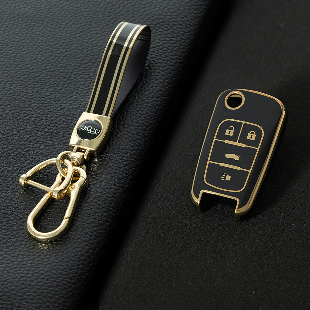 CED2T1 Black-Gold Plating Hot Sale TPU Car Key Case for Chevrolet Cruze AVEO Excelle BUICK XTG Car Key Shell Cover