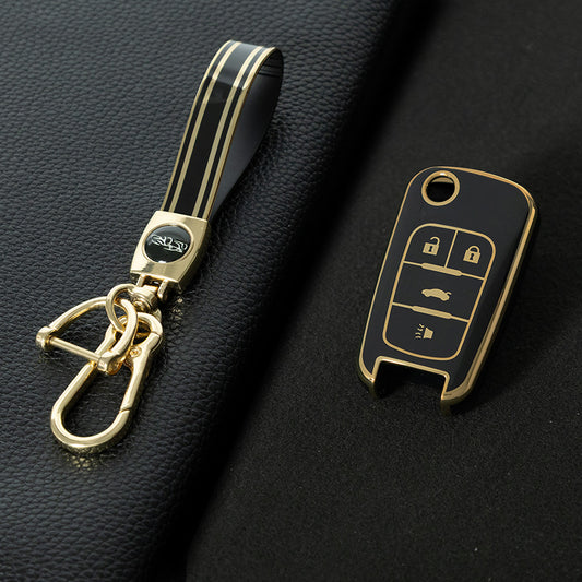 CED2T1 Black-Gold Plating Hot Sale TPU Car Key Case for Chevrolet Cruze AVEO Excelle BUICK XTG Car Key Shell Cover