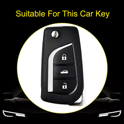 TOA1T1 Pink-Silver Plating Car Key Cover Premium Soft TPU Car Key Case Cover Shell for Toyota COROLLA camry LEVIN REIZ highlander RAV4 Fold Key Rings Keychain Bag