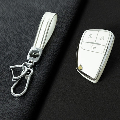 CEV1T1 White-Silver Plating Tpu Car Key Case Fob Cover Shell for Chevrolet Tahoe Suburban for GMC Yukon for Buick ENVISION S Plus Avenir 2020 2021 2022 2023