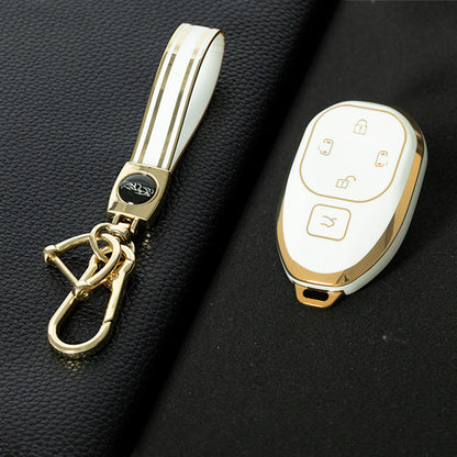 TRF1T1 White-Gold Plating TPU Car Key Cover for GAC New Energy Trumpchi Aion S V Y LX GS7 GS8 GM8 GS5 GA6 GM6