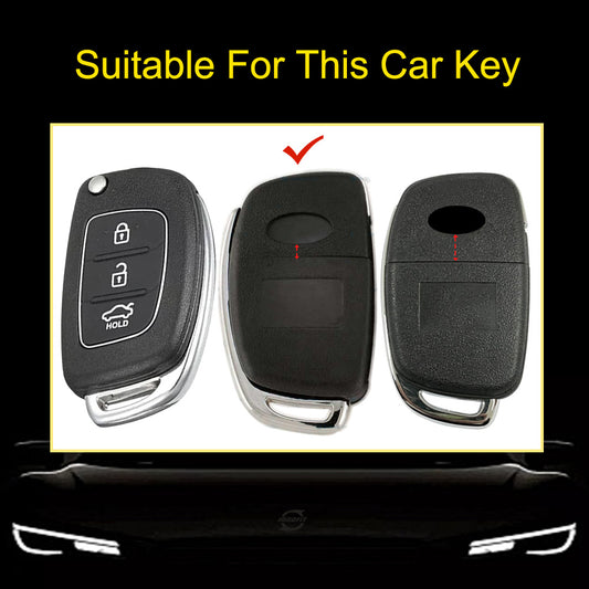 HYF2T1 Black-Silver Plating Car Accessories TPU Remote Car Key Case Cover Auto Key Shell Fob Holder Compatible with Hyundai Ix25 Ix35 Elantra Mistra