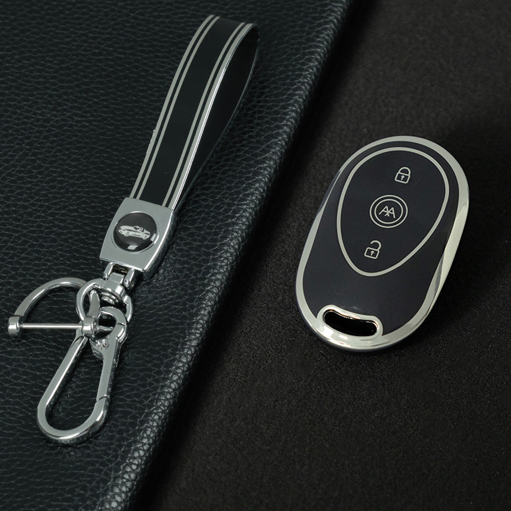 AAC1T1 Black-Silver Plating Car Key Cover For Aima Luna Bubble Universal Electric Bicycle Car Key Accessories