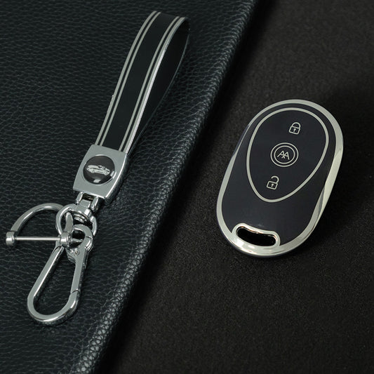 AAC1T1 Black-Silver Plating Car Key Cover For Aima Luna Bubble Universal Electric Bicycle Car Key Accessories