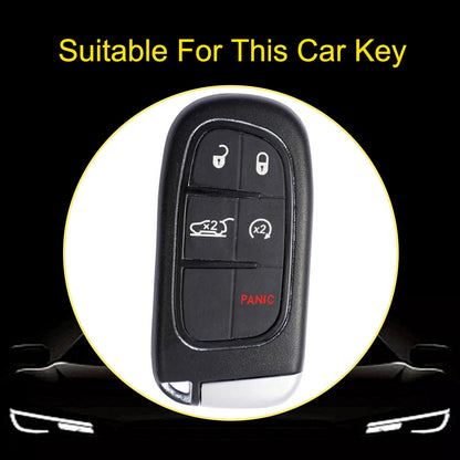 JEA4T1 Red-Gold Plating Car Key Cover New TPU Car Key Case Cover for Jeep Renegade Grand Cherokee for Dodge Ram Charger 1500 Challenger Chrysler 300C Journey