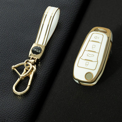FOA7T1 White-Gold Plating Car Key Cover for Ford Fusion Fiesta Escort Mondeo Everest Ranger