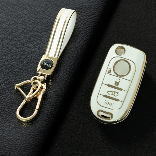 FIB2T1 White-Gold Plating TPU Car Key Case Cover for Fiat Tipo Tprp Freedom 500X Doblo Argo Nuovo Grazie
