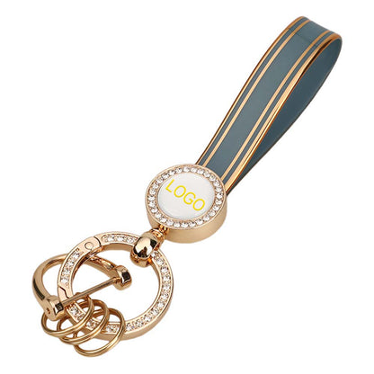 Fashionable Diamonds TPU Car Keychain with Three Ring Key Fob Holder Accessories and Custom Logo
