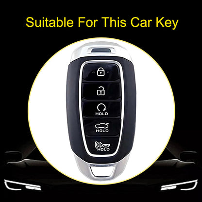 HYS2T1 Black-Silver Plating Premium Soft TPU Car Key Case Cover Shell for Hyundai IX25 IX35 MISTRA Elantra Tucson Sonata VERNA LAFESTA
