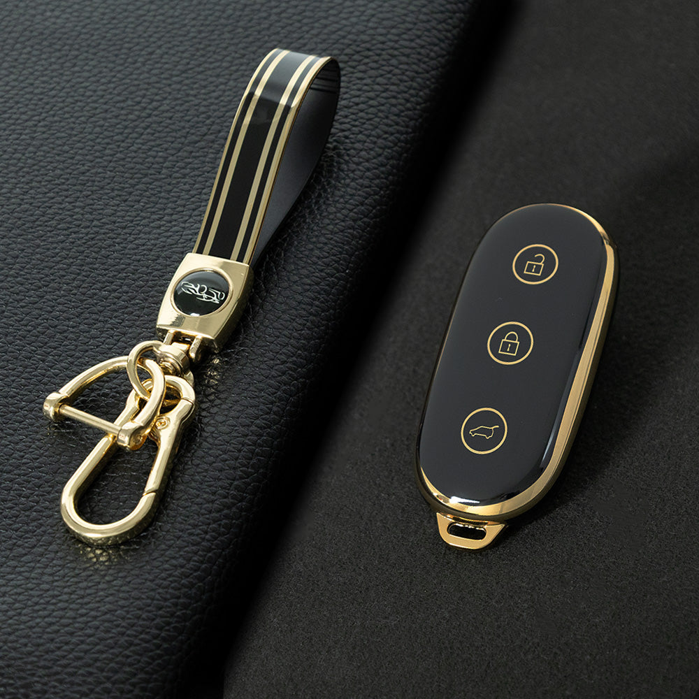 LIB1T1 Black-Gold Plating Car Key Cover TPU Material Remote Car Key Case Cover Auto Key Shell Fob Protector Lossless Signal Fit for Lixiang L9 L7 L8 L6