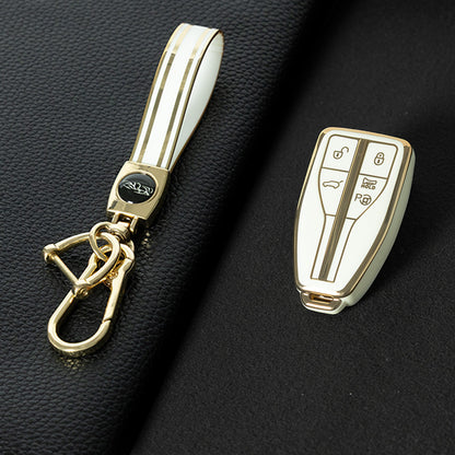 HNA3T1 White-Gold Plating TPU Car Key Case Cover for Hong Qi HS5 HS3 HS7 H5 H9 H6 All New Waterproof Auto Accessory Premium Quality New Design