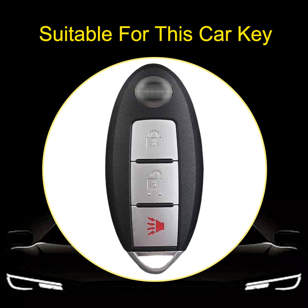 NIB2T1 Black-Silver Plating Car Key Cover TPU Car Key Case Cover Key Fob Cover for Nissan Leaf Micra Qashqai J11 J10 X Trail T32 Versa Note Patrol Accessories