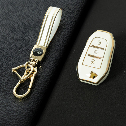 PUC2T1 White-Gold Plating TPU Car Key Case Cover for Peugeot 2008 3008 4008 5008 308 408 508 Citroen C1 C2 C4 C6 C3-XR Picasso Grand DS3 DS5