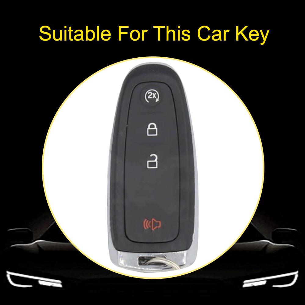 FOJ2T1 Black-Gold Plating TPU Car Key Case Cover for Ford 2011 2012 2013 EDGE Lincoln Navigator
