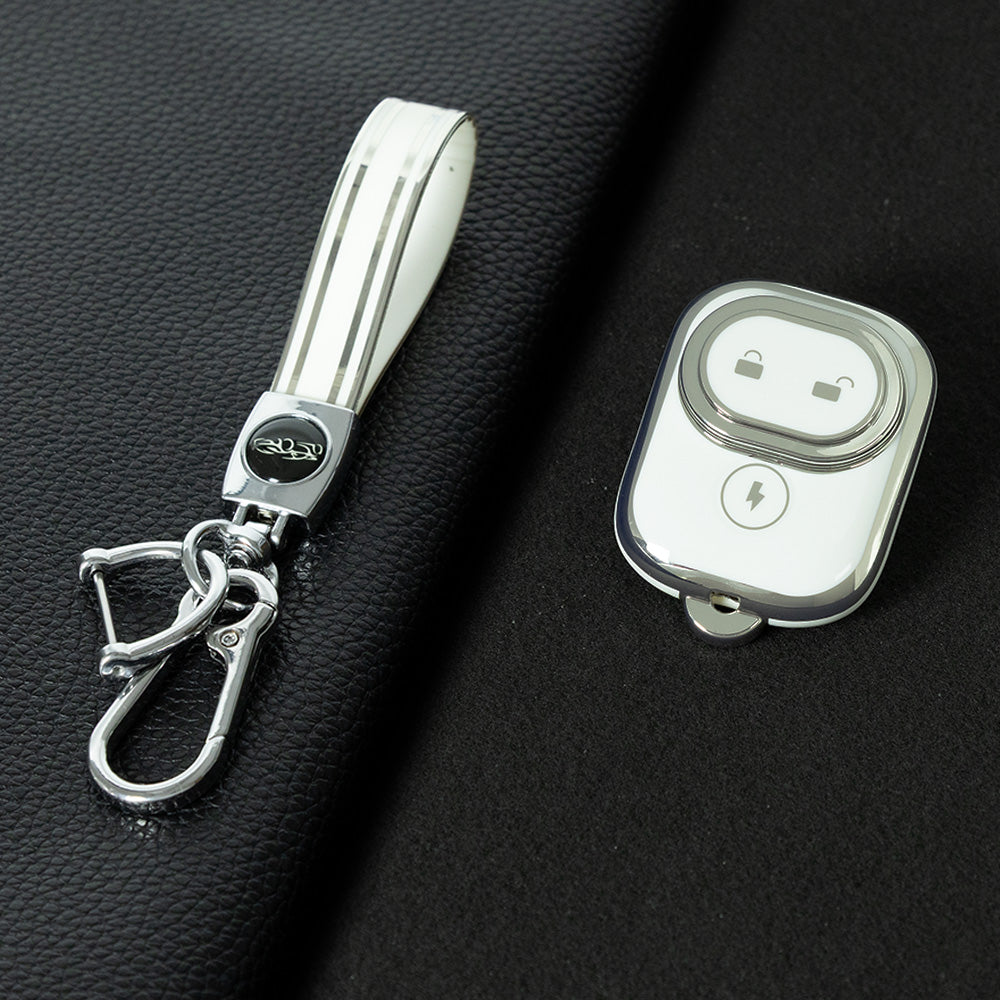 TLD1T1 White-Silver Plating TPU Car Key Cover for TAILG Electric Bike