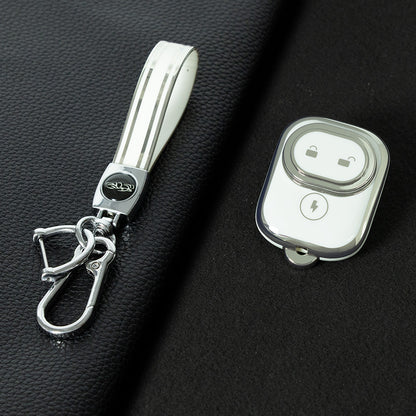 TLD1T1 White-Silver Plating TPU Car Key Cover for TAILG Electric Bike