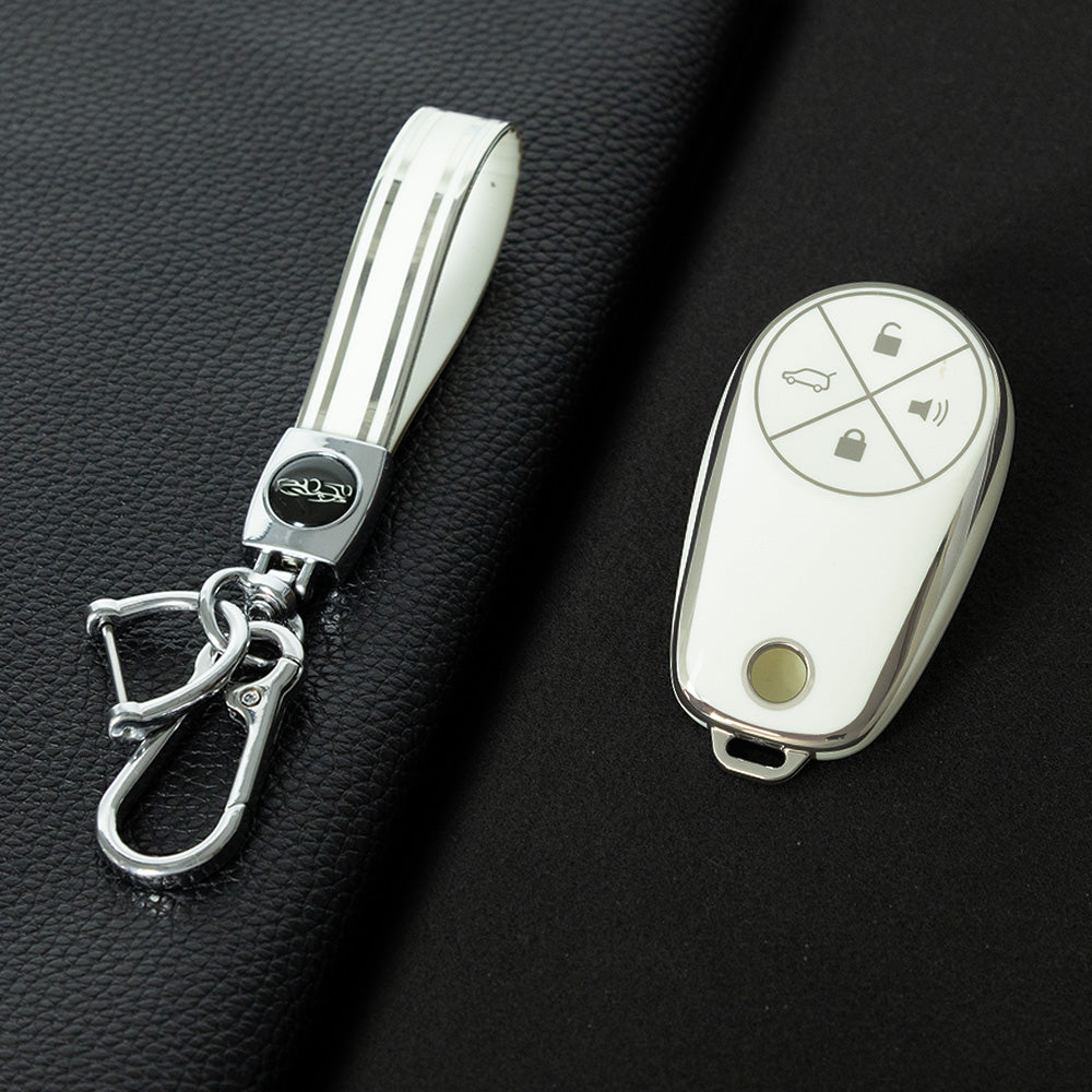 NOA1T1 White-Silver Plating TPU Car Key Case Cover for NIO ES8 ES7 ES6 EC7 EC6 ET7 ET5 ET5T EP9 EVE