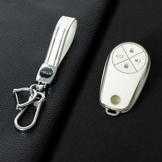 NOA1T1 White-Silver Plating TPU Car Key Case Cover for NIO ES8 ES7 ES6 EC7 EC6 ET7 ET5 ET5T EP9 EVE