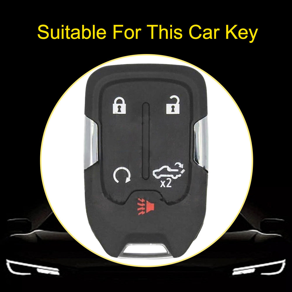 CEB1T1 Black-Gold Plating Remote Shell Fob Holder TPU Key Cover Case for Sierra Terrain Acadia Chevrolet Tahoe 2012-2016 for Car