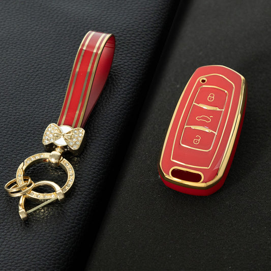 GEA1T1 Red-Gold Plating Car Key Cover For Geely Auto GL New Emgrand GS Car Key Pack S1 Boyue X3 Yuanjing X6 Borui Binrui Buckle Shell keychain