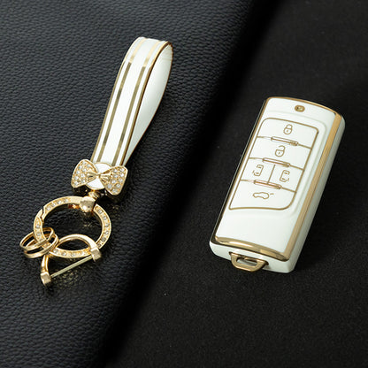 TRA3T1 White-Gold Plating TPU Car Key Case Cover for Trumpchi GA4/8/6 GS3/GS5/4COUPE/GS8 M6 M8