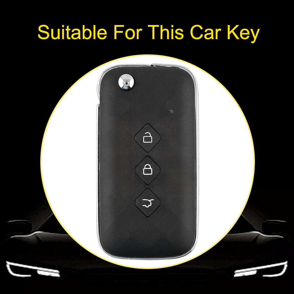 WUH1T1 White-Silver Plating New Soft TPU Car Key Case Cover Holder for Chevrolet Aveo trax groove Captiva 2024 for Wuling Car Key Shell Fob Car Accessories