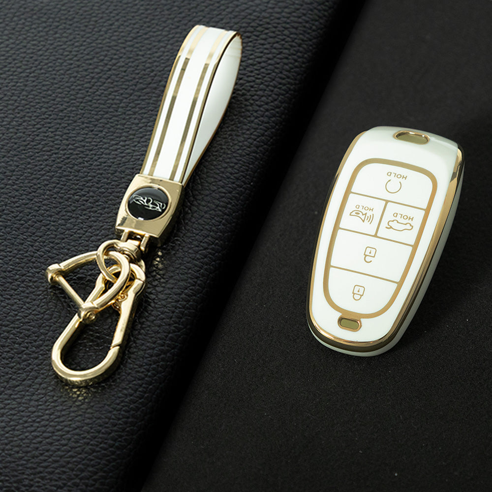 HYE3T1 White-Gold Plating TPU Car Key Case for Hyundai Fifth Generation Tucson Good Quality Multicolor Auto Accessories