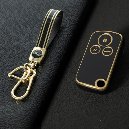 HOD1T1 Black-Gold Plating TPU Car Key Case Cover for Honda Civic Accord Jazz CRV HRV CRZ for Acura TL TSX ZDX RSX