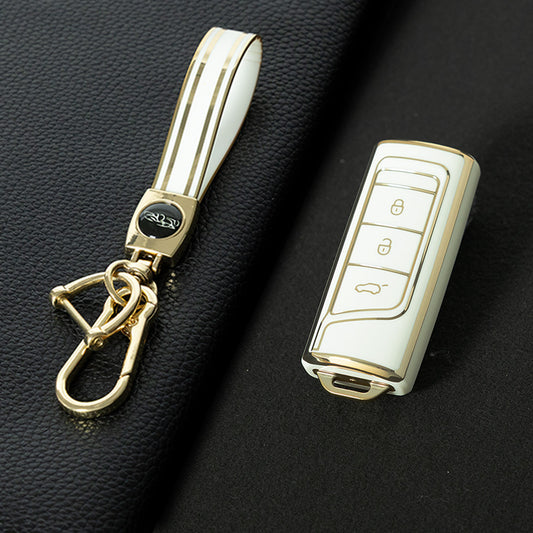 TRG1T1 White-Gold Plating TPU Car Key Cover for Trumpchi GS3 GS4 GA3 GA4 GA8