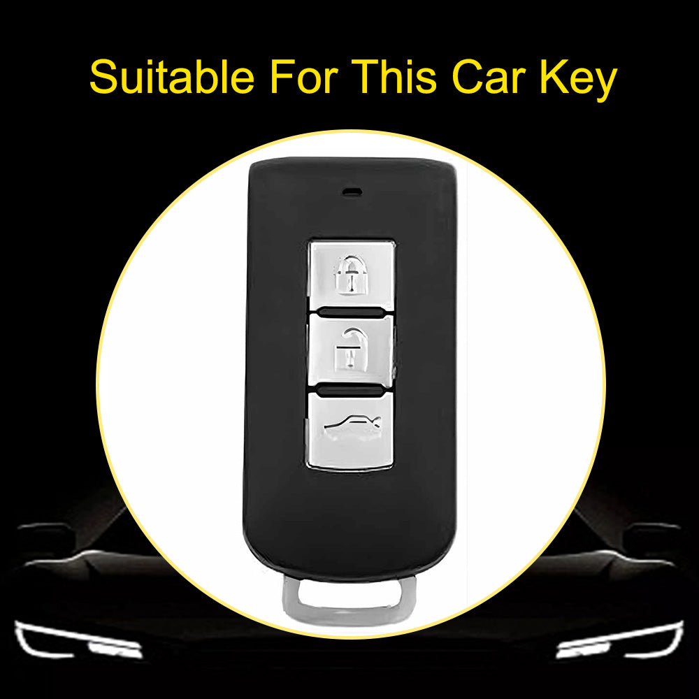 MIA1T1 Black-Gold Plating TPU Car Remote Key Case Cover Shell for Mitsubishi Outlander ASX Pajero LANCER Sport Eclipse 3 Buttons Smart Keyless Fob