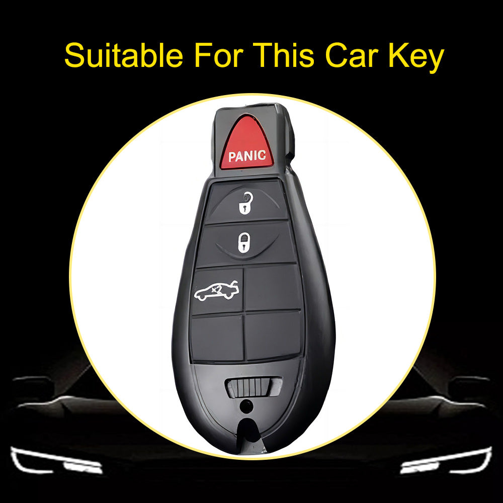 JEC1T1 Black-Gold Plating TPU Car Key Case Cover Fob for Dodge Challenger Charger Magnum Journey Ram Jeep Commander Grand Cherokee Chrysler 300