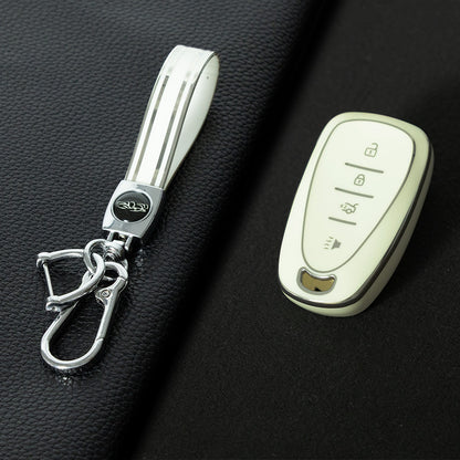 CEA2T1 White-Silver Plating Car Key Cover For CHEVROLET Cruze Spark Camaro Volt Bolt Trax Malibu Captiva Equinox Trax Tracker AVEO Lova TPU Car Key Case Key Cover