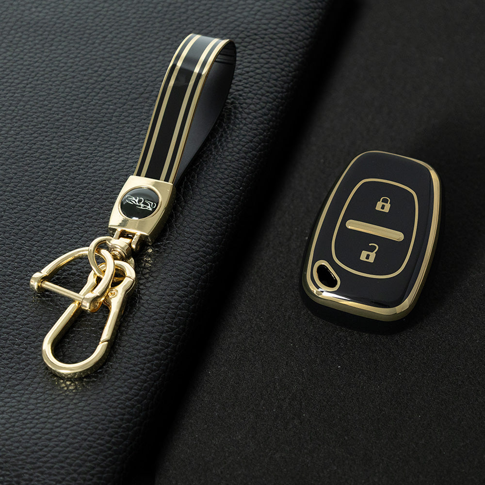 REH1T1 Black-Gold Plating TPU Car Key Case Cover for Renault Movano Trafic Kangoo Vauxhall Opel Vivaro