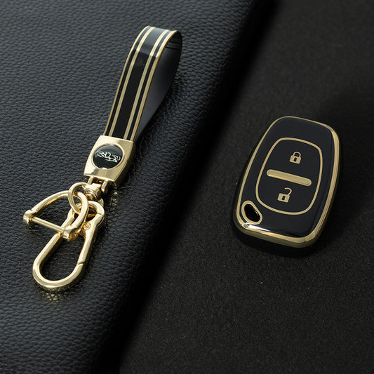 REH1T1 Black-Gold Plating TPU Car Key Case Cover for Renault Movano Trafic Kangoo Vauxhall Opel Vivaro